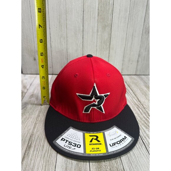 Richardson PTS30 Lite Baseball Cap Hat Flexifit XS/Small Red Black Uform Visor - Picture 6 of 7